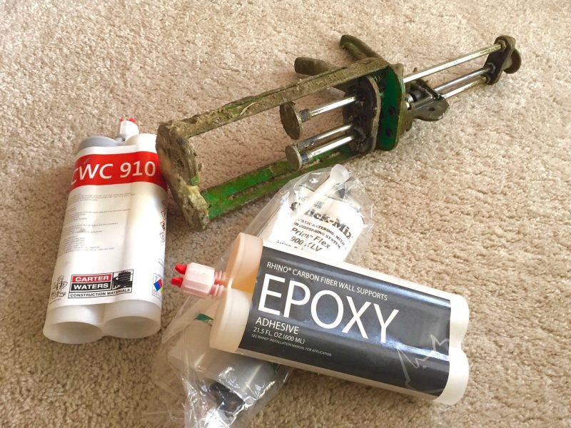 A set of repair tools and epoxy